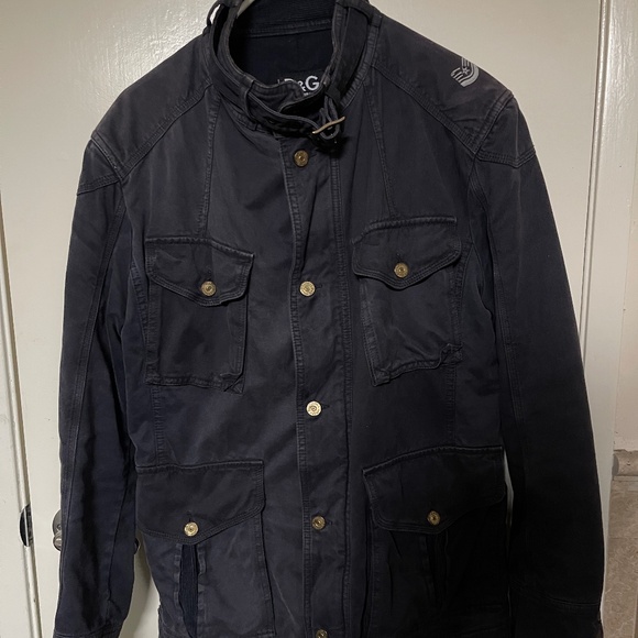 D&G Dolce & Gabbana m65 blue cotton jacket 48 it 38 us mens gold button